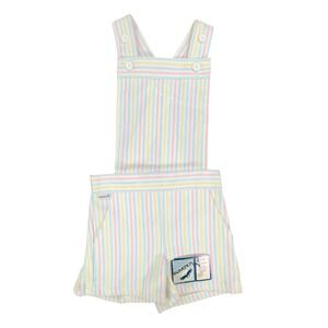 Maverick Vintage 80s Striped Shortalls Girls 4 Reg White Pastel NWT Deadstock